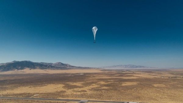 Undated handout photo of a Project Loon balloon en route to Puerto Rico from Nevada. 