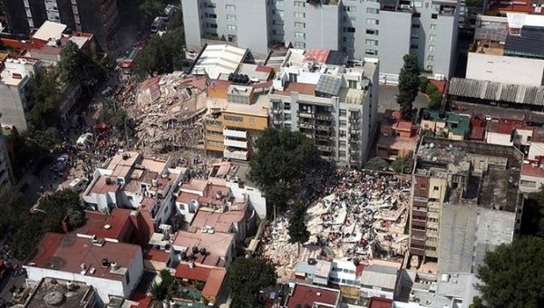 The earthquake in Mexico left hundreds of buildings destroyed.