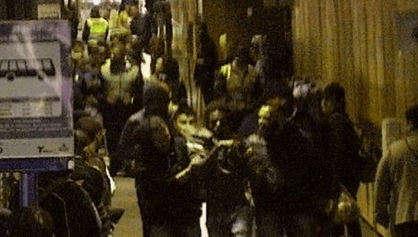 Diogo Cintra (in the lower middle portion of the video) is hustled out of the metro station by unidentified men.