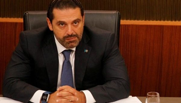 Lebanon's prime minister Saad al-Hariri gestures during a press conference in parliament building at downtown Beirut, Lebanon October 9, 2017.