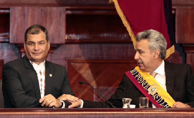 Correa during the swearing in ceremony of Moreno on May 24, 2017.