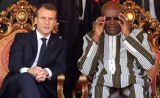French President Emmanuel Macron and Burkina Faso's President Roch Marc Christian Kabore.