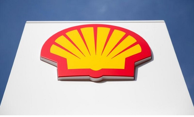 A logo for oil giant Shell on a garage forecourt in central London, in the United Kingdom.