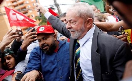 Former Brazilian President Luiz Inacio Lula da Silva attends a rally.