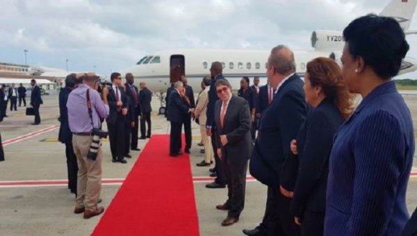 Cuban President Raul Castro Ruiz arrives in Antigua and Barbuda.