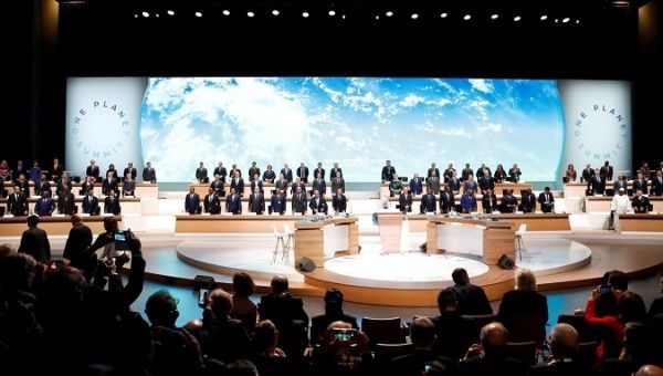 Session of the One Planet Summit at the Seine Musicale venue in Boulogne-Billancourt, near Paris, France December 12, 2017.