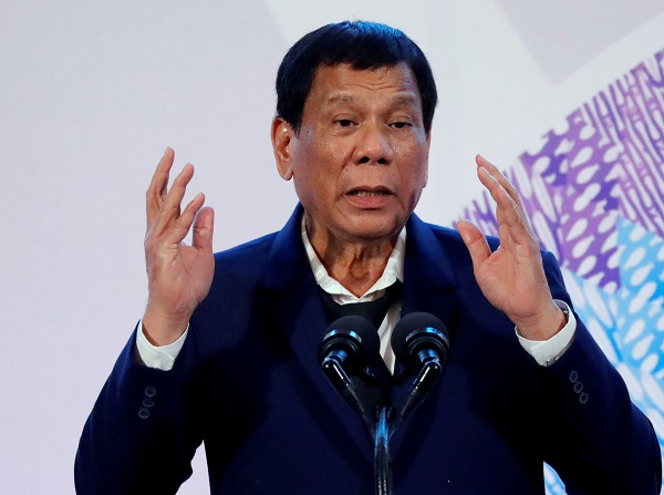Philippines' President Rodrigo Duterte on the sidelines of the Association of South East Asian Nations (ASEAN) summit in Pasay, metro Manila.