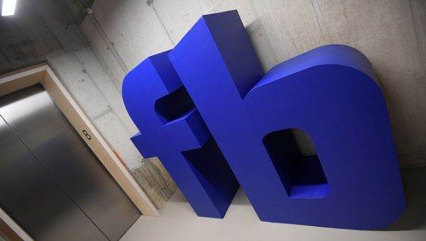 A giant Facebook logo at the company's headquarters in London, Britain, December 4, 2017.
