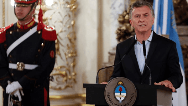 President Mauricio Macri in a press conference after Congress approved the Pension Reform.