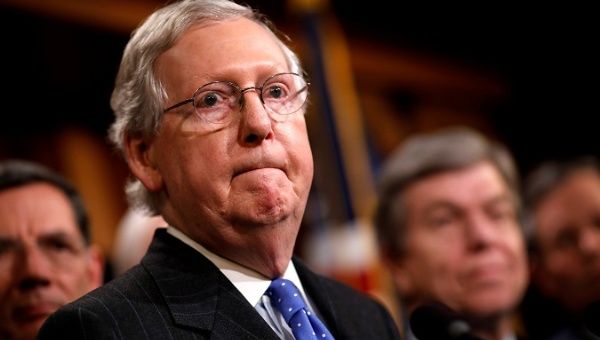 Senate Majority Leader Mitch McConnell speaks about the passage of the Tax Cuts and Jobs Act.