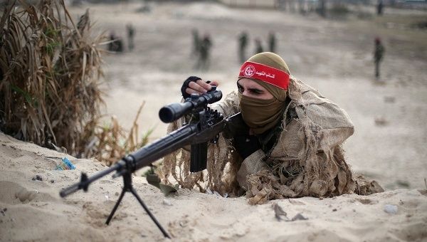A militant in the Popular Front for the Liberation of Palestine takes part in a military exercise in the southern Gaza Strip, December 22.