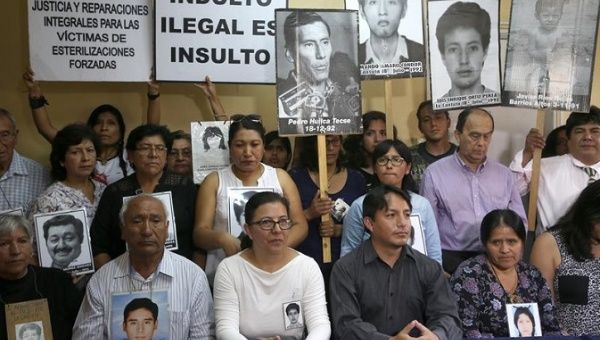 Relatives of victims of massacres committed under the government of Alberto Fujimori.
