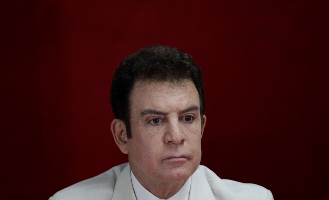 Opposition candidate Salvador Nasralla looks on during a news conference in Tegucigalpa, Honduras.
