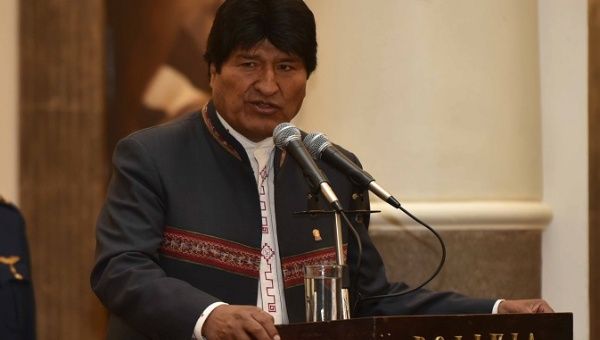 Bolivia's President Evo Morales speaks during a ceremony at the presidential palace in La Paz, Bolivia.