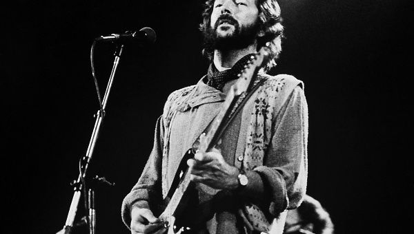 Legendary blues guitarist Eric Clapton, now 72, during a concert in 1981.