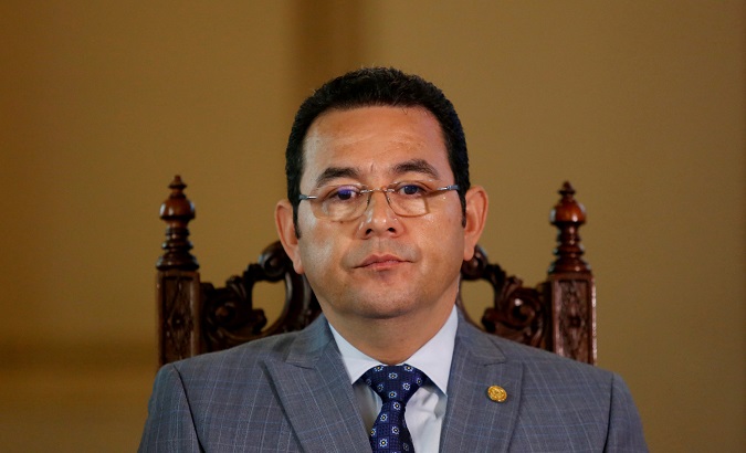 Guatemala's President Jimmy Morales during a meeting with OAS Secretary General Luis Almagro.
