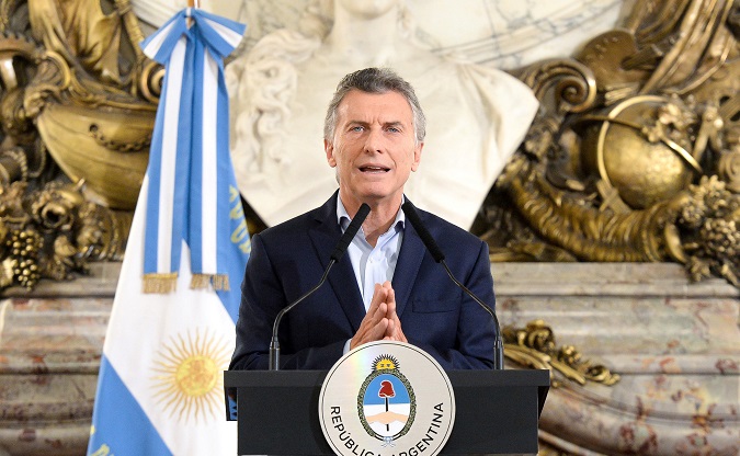 Argentina's President Mauricio Macri speaks during a ceremony at the Casa Rosada Presidential Palace in Buenos Aires, Argentina January 29, 2018.