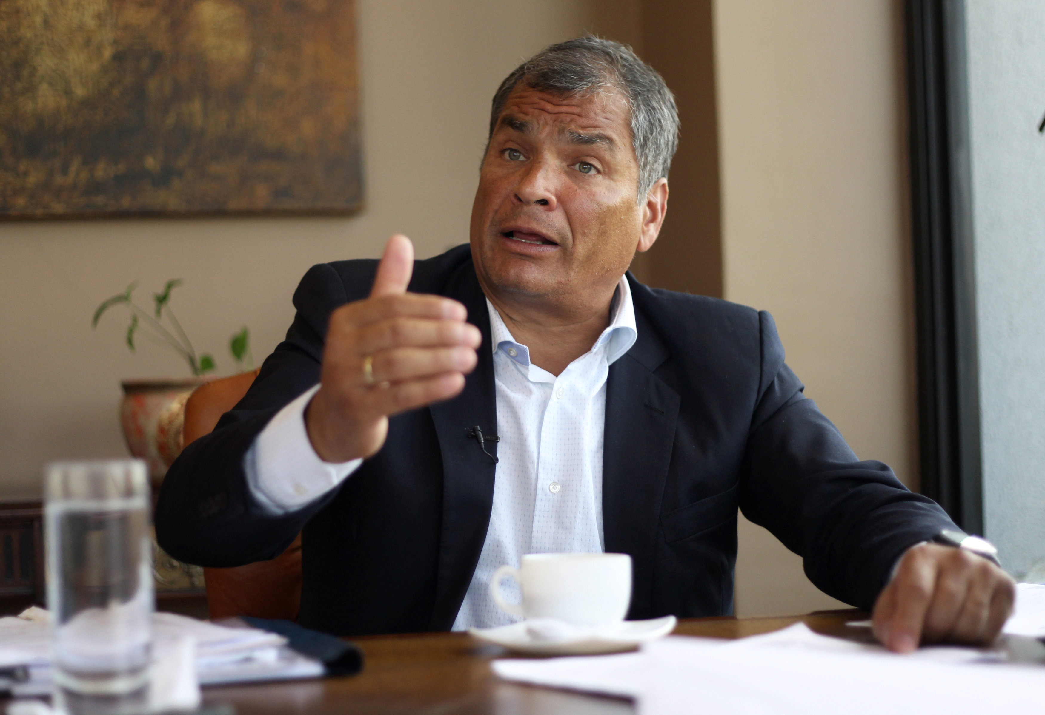 Ecuador's former President Rafael Correa talks to Reuters, in Quito, Ecuador January 30, 2018.
