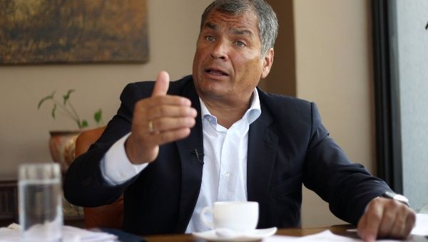 Ecuador's former President Rafael Correa talks to Reuters, in Quito, Ecuador January 30, 2018.