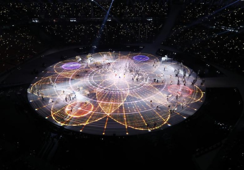 An aerial view of the Olympic stadium in Pyeongchang, South Korea.