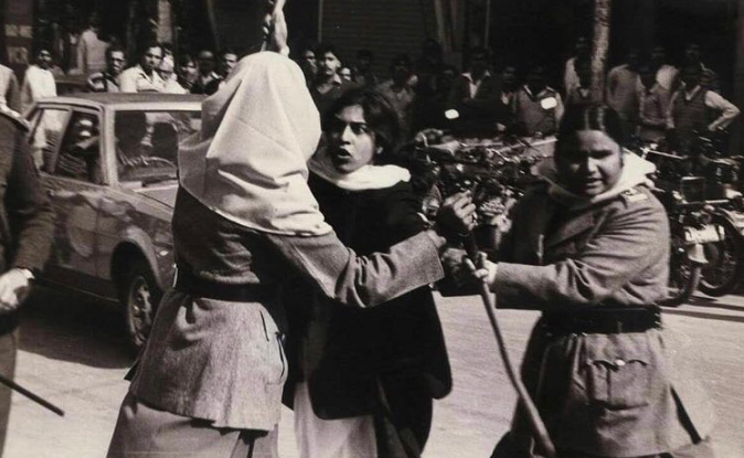 Asma Jahangir participates in a protest.