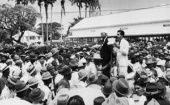 Cheddi Jagan addressing workers in 1948.