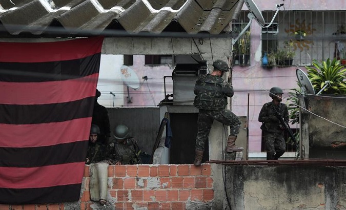 Brazilian Armed Forces in a favela in Rio.