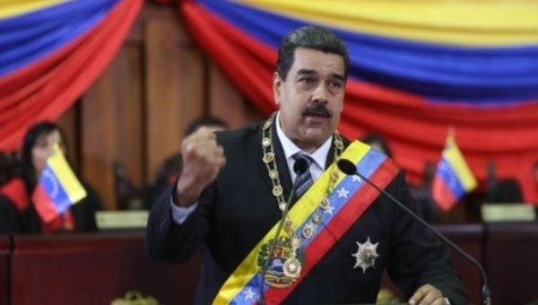 President Nicolas Maduro addressing the magistrates of the National Supreme Tribunal in Caracas, on February 14.