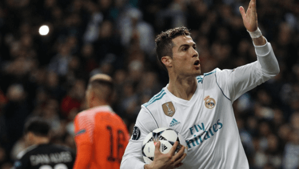 Real Madrid’s Cristiano Ronaldo celebrates scoring their first goal 
