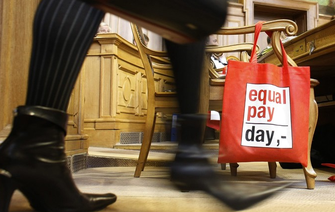 A bag marks International Women’s Day in the Swiss parliament in Bern, 2009.