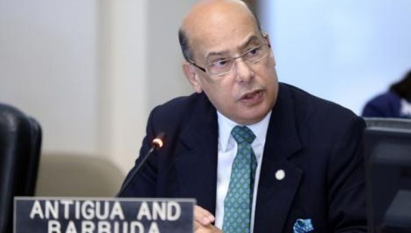 Sir Ronald Sanders, Permanent Representative of Antigua and Barbuda to the OAS, addressing the Permanent Council.