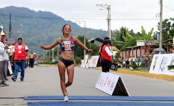 Ecuador's Magaly Bonilla completed the 50km march in record time to win the gold: 4 hours, 38 minutes and 48 seconds.