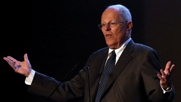 Peru's President Pedro Pablo Kuczynski at an event to present a balance of Peru's exports during 2017 in Lima, March 13, 2018. 