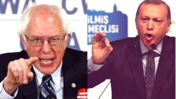 Bernie Sander (L) and Recep Tayyip Erdogan have denounced Israel's attack on Palestinian protesters.