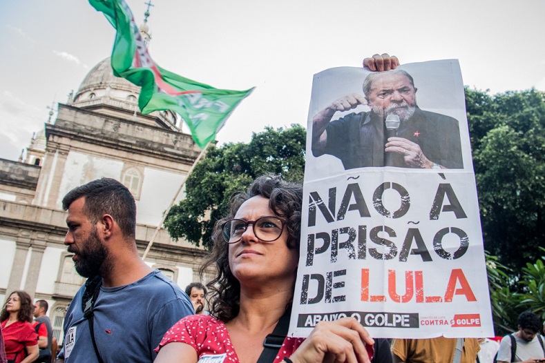 Protesters marched in Rio de Janeiro in support of the leftist ex-president.