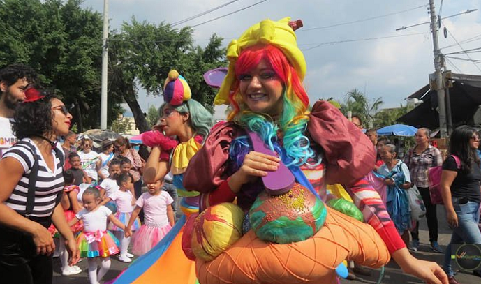 The historic district of San Salvador marked with bright, joyous colors as part of the Sombrilla Fest.