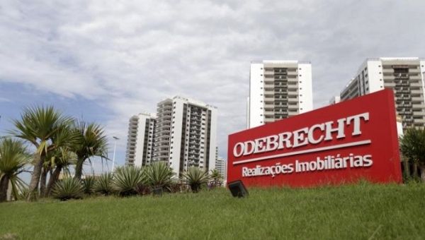 A sign of the Odebrecht SA construction conglomerate is pictured in Rio de Janeiro, Brazil, February 26, 2016. 