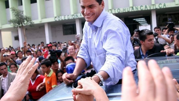 Rafael Correa during his presidential campaign in Guayaquil, Ecuador. November 26, 2006.