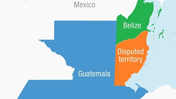 A map shows the disputed territory between the two Central American nations. 