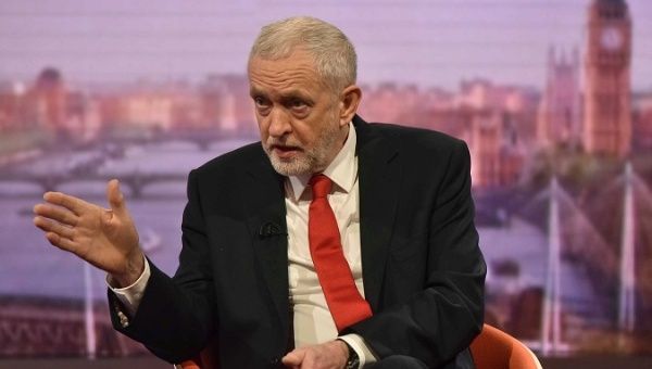 Jeremy Corbyn, the leader of Britain's Labour Party attends the BBC's Marr Show in London, April 15, 2018.