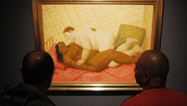 Artwork by renowned Colombian painter and sculptor Fernando Botero, at the Antioquia Museum in Medellin.