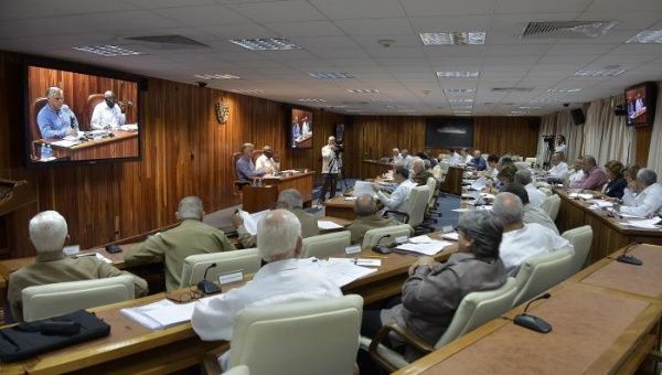 Members of the council of ministers held by President Miguel Diaz-Canel Wednesday.