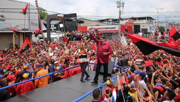 Venezuela's President Nicolas Maduro attends a campaign rally in Merida, Venezuela April 27, 2018.
