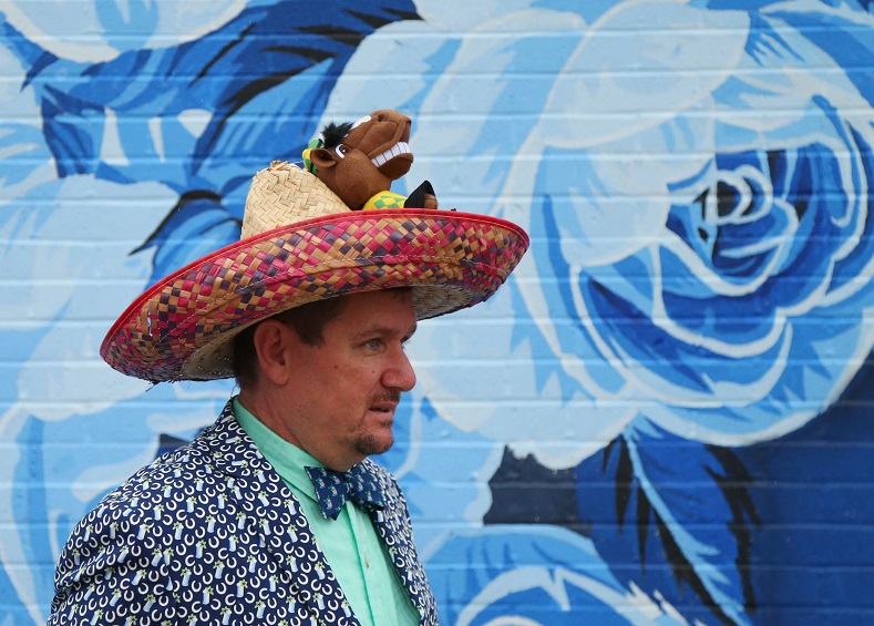 The tradition carried on and can be seen across the United States today. A man is seen here sporting a Cinco de Mayo themed derby hat during the 144th running of the Kentucky Derby at Churchill Downs.