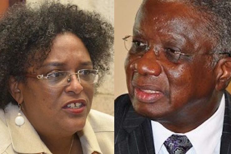 Opposition Leader Mia Mottley, leader of the Barbados Labour Party, and current Barbadian Prime Minister Freundel Stuart, who leads the Democratic Labour Party.