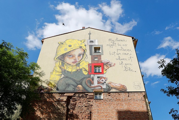 A work by urban artist Herakut,  part of the first Berlin Mural Fest 2018. 