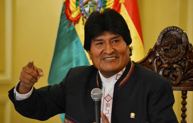 Bolivia's President Evo Morales speaks during a news conference at the presidential palace in La Paz, Bolivia.