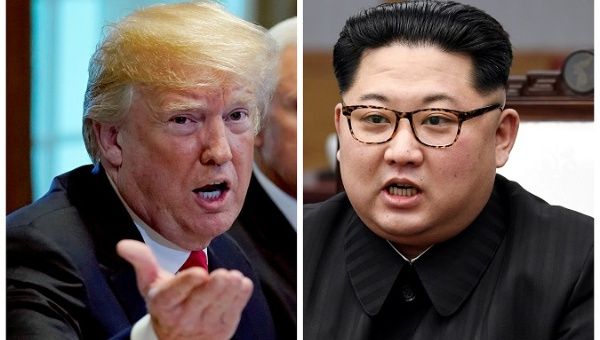 A combination photo shows U.S. President Donald Trump and North Korean leader Kim Jong Un (R) in Washignton, DC, U.S. May 17, 2018.