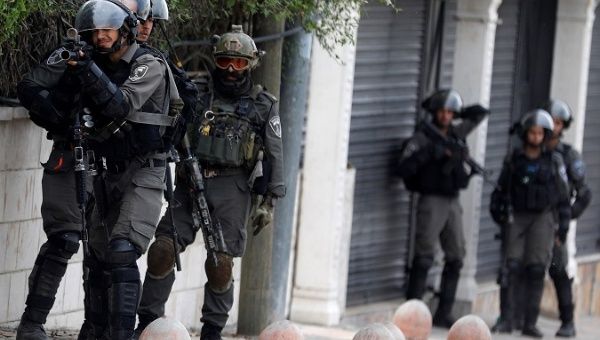 Israeli occupation forces during a raid to al-Amari refugee camp in the occupied West Bank.