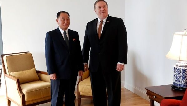 Mike Pompeo has finished up a two-day meeting with Kim Yong Chol, a North Korean official visiting New York City.